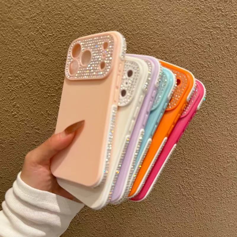 Ốp Điện Thoại Cửa Sổ Lớn Full Kim Cương Cho IPhone 17 Pro Max 17 16 15 14 13 12 ốp lưng iphone