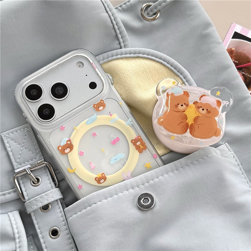 IPhone 17 Pro Max Ôm họa tiết gấu nhỏ Chất liệu TPU IMD craft Vỏ điện thoại in hai lớp