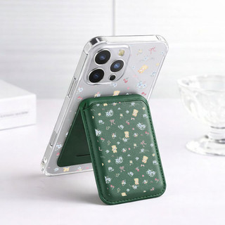 Ốp Ví Họa Tiết Gấu Hoa Xanh Có Chân Đế Tương Thích iPhone 11 12 Pro Max 12 13 14 15 Pro Max 14 Pro Max 15 Pro 16 Pro Max 17 17 Air 17 Pro Max Vỏ