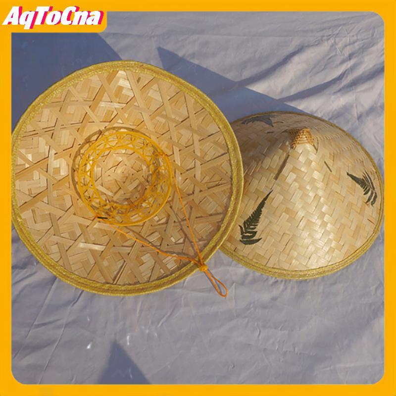 Nón tre mây hand-made retro với ống hút và mũ mưa, dùng làm đạo cụ khiêu vũ hoặc che nắng