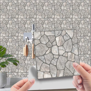 LA015 Giả Da Ngói Miếng Dán Retro Cobblestone Sàn Miếng Dán Trang Trí Nhà Cửa Tự Dính Chống Thấm Nước DIY Dán Tường