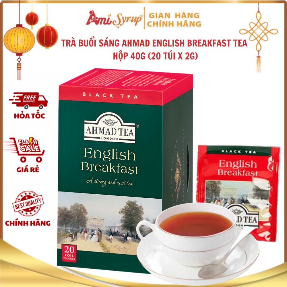 Trà Buổi Sáng AHMAD English Breakfast Tea Túi Lọc Có Bao Thiếc Hộp 40g (20 Túi x 2g)