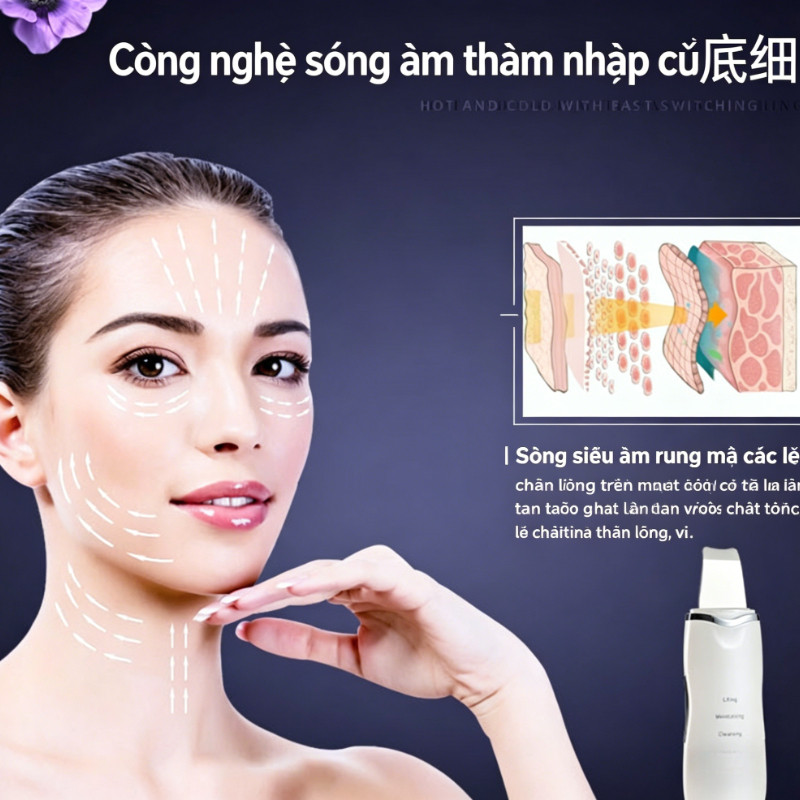 Máy Sủi Da Chết Siêu âm – Công Nghệ Ultrasonic, Loại Bỏ Mụn đầu đen Và Tế Bào Chết, Làm Sạch Sâu Mà Không Gây đau Rát