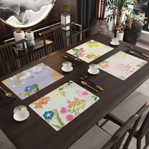 miếng lót nồi bát dĩa da hoa văn cổ điển thảm lót bàn ăn chống thấm nước dầu mỡ cách nhiệt trang trí phụ kiện chụp ảnh đẹp