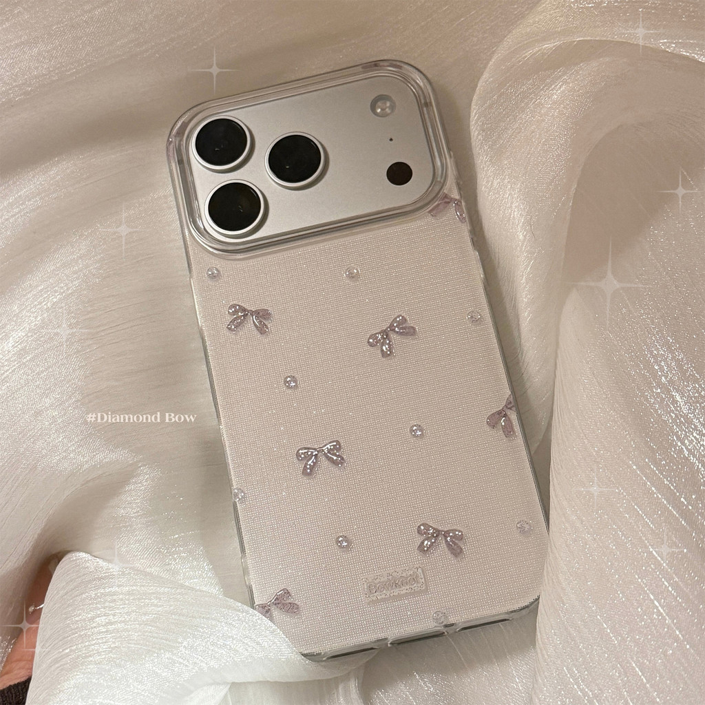Ốp điện thoại buộc nơ màu xám cho IPhone 17 Pro Max 17 16 15 14 13 12 Vỏ bảo vệ chống sốc KNH8
