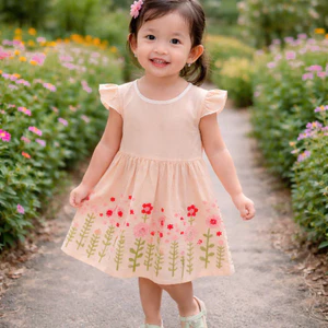 Váy Thêu Hoa Cho Bé Gái size nhí 6-15kg - đầm bé gái Thiết Kế Cánh Tiên Xinh Xắn