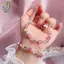Vòng tay pha lê hình dâu tây màu hồng, ánh sáng sang trọng, dây đàn hồi - Phụ kiện hoàn hảo cho buổi tiệc