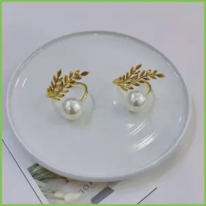 Nhẫn Khăn Ăn Cưới 6 Miếng Trang Trí Bàn Ngọc Trai Vàng Serviette Nhẫn Cưới Giáng Sinh Halloween Nhà gelhvn