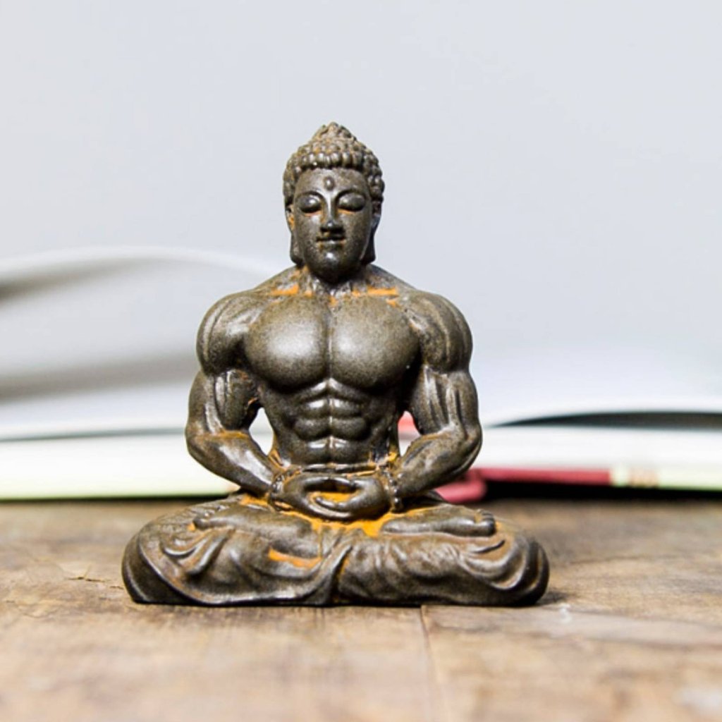 Thiết Kế Sáng Tạo Tượng Phật Cơ Bắp Thiết Kế Vintage Tập Thể Hình Phật Hình Chắc Chắn Cảm Giác Cho Người Hâm Mộ Thể Dục, Máy Tính Để Bàn, Văn Phòng, Phòng Tập Gym