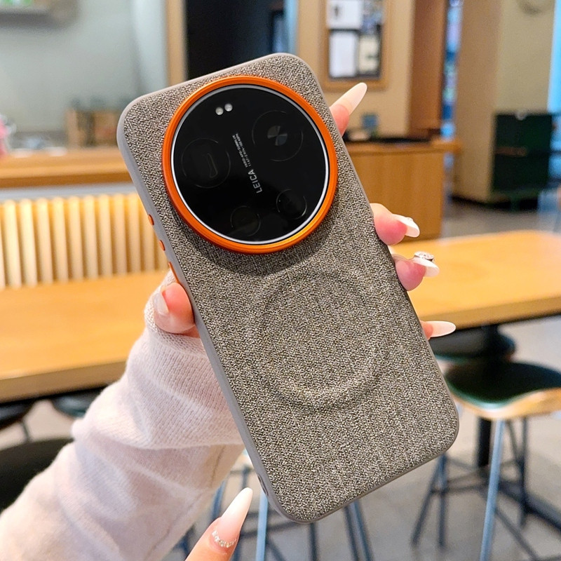 Dành Cho Xiaomi 14 15 Ultra mi 17 Ultra Ốp Lưng Vải Cao Cấp Họa Tiết Bao Da Mặt Sau Bảo Vệ Cho Xiaomi 15 Siêu Nam Châm Sạc Không Dây Vỏ Điện Thoại