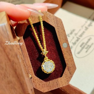 Trang sức hình bát giác hoa hồng cắt màu xanh zircon, phong cách châu Âu hiện đại, phù hợp cho nữ