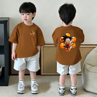 (Từ 1-12 tuổi) Áo thun ngắn tay trẻ em in hình hoạt hình Dragon Ball, áo cổ tròn cho bé trai.