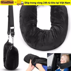 Gối cổ du lịch có thể đổ đầy WOODNEST, Cổ có thể nhồi bông siêu mềm chống thấm nước, Túi đựng bằng vải Túi du lịch di động Gối