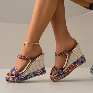 Kích Thước Lớn Nêm Gót Đế Bằng Giày Sandal Nữ Mùa Hè 2026 Phong Cách Bohemian Thời Trang Dép 1LLZ