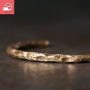 Vòng tay đồng cổ điển với họa tiết lõm lồi, điều chỉnh được, phù hợp cho nam và nữ