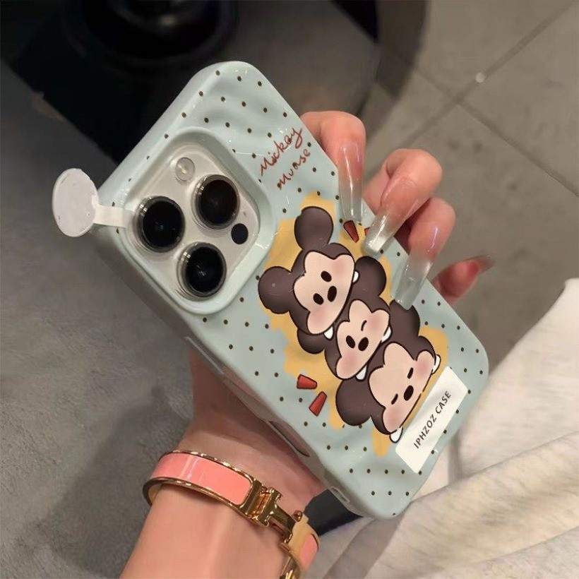 Thời Trang 3D Họa Tiết Nhăn Hoạt Hình Chuột Mickey avatar Họa Tiết Dành Cho iPhone AIR 17 16 15 14 13 12 Pro Max 16 15 14 Plus Mềm Chống Sốc Kẹo Bao