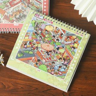 ENWEI 28 Chiếc [Trở Lại Vô Tội Series] Nhãn Dán Phong Cảnh Bộ Sưu Tập 3D Chống Thấm Nước Sách Thị Trường Bận Rộn Sau Giờ Học Đường Cho Tạp Chí Thêu Sò