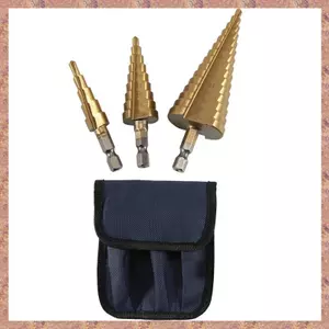 Bộ mũi khoan côn hình nón 3Pc Hss Step Bộ mũi khoan lỗ Hệ mét 4-12 / 20 / 32Mm 1 / 4 Inch Mũi lục giác kim loại phủ titan (R F C V)