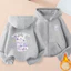 Trẻ em Kuromi Zip Up Áo khoác Hoodie in hình hoạt hình Áo nỉ có mũ trùm đầu lông cừu ấm áp để mặc hàng ngày