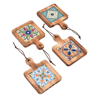 💦Bàn Ăn Cách Nhiệt Miếng Lót Retro Ngói Casserole Pad Hộ Gia Đình Nồi Gỗ Món Ăn Placemat Chống bỏng Coaster