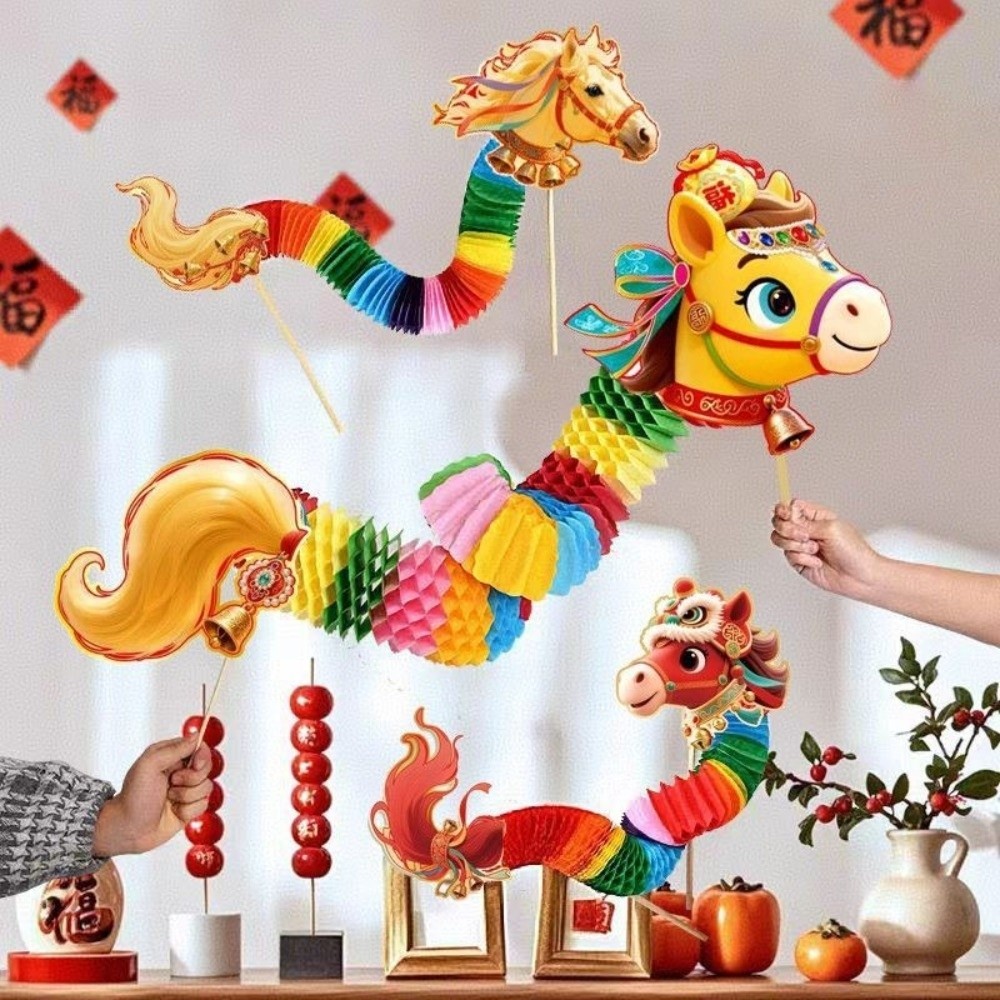 LACYES Giấy Nhảy Ngựa, Phim Hoạt Hình 3 D Cầm Tay Ngựa Đồ Trang Trí, Sáng Tạo Handmade 2026 Năm Ngựa Thủ Công Rồng Đồ Chơi Lễ Hội Mùa Xuân Tiếp Liệu