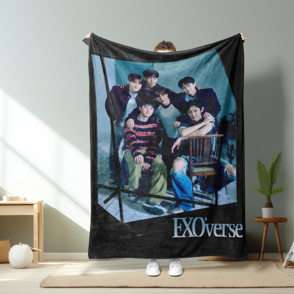 Chăn Flannel in một mặt EXO 'verse cho ghế Sofa, giường ngủ, văn phòng hoặc du lịch