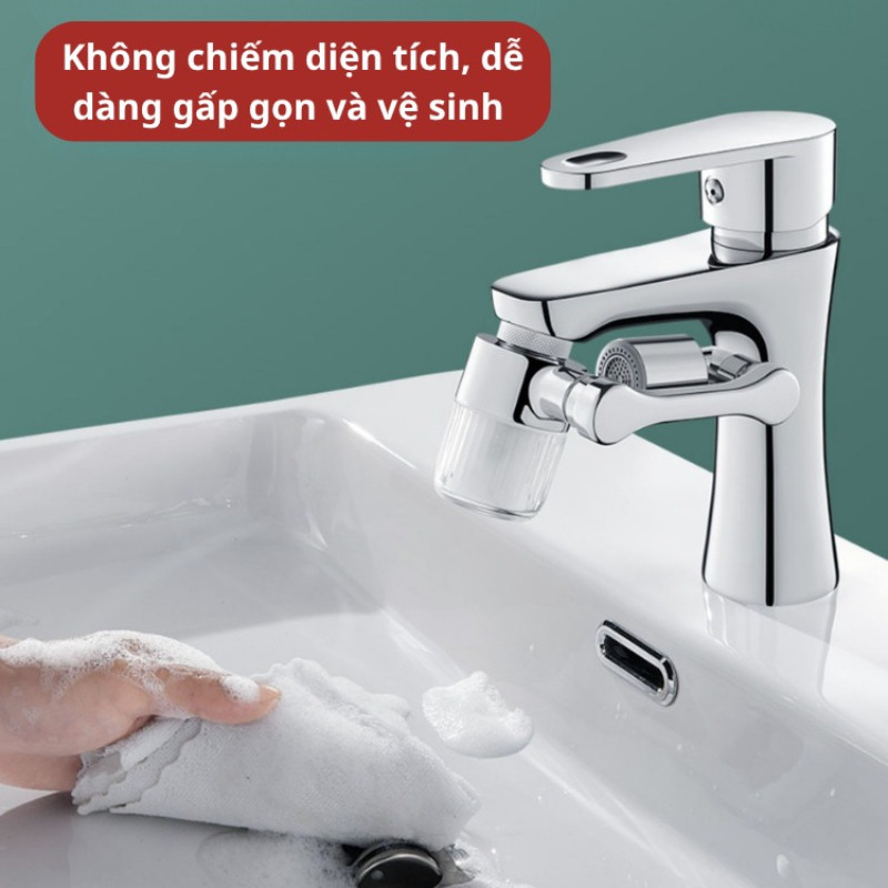 Đầu Lọc Nước Tại Vòi Bồn Rửa Mặt, Xoay 1080° linh hoạt,Thép không gỉ cao cấp, Tiết kiệm nước, Dễ lắp đặt