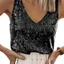 Women's Sleeveless Sparkles Shimmer Camisole Vest Glitter Sequins Tank Tops