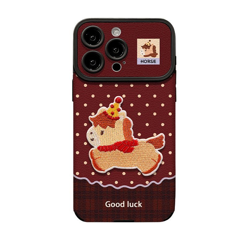 Dây buộc Pony sang trọng chấm bi Thích hợp cho iPhone17 Vỏ điện thoại năm mới mate80promax Silicone 16 Nữ chống sốc