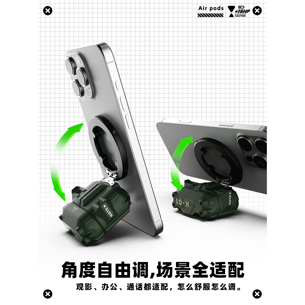 Vỏ tai nghe ống kính ngụy trang Thích hợp cho AirPodsPro3 / AirPods4 Vỏ bảo vệ từ tính có giá đỡ Vỏ tai nghe chống thất lạc Hàng có sẵn Chống sốc Chống va chạm