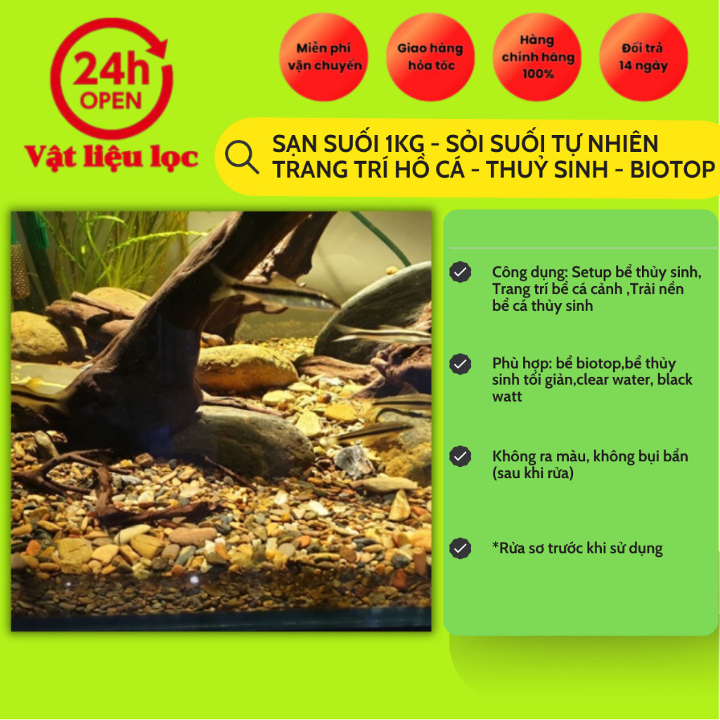 ( .. SẠN SUỐI 1KG - SỎI SUỐI TỰ NHIÊN TRANG TRÍ HỒ CÁ - THUỶ SINH - BIOTOP . )