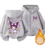 Kuromi Phim Hoạt Hình In Trẻ Em Zip Up Áo Lông Cừu Có Mũ Ấm Áp Dễ Thương Áo Khoác Thường Ngày