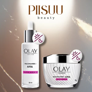 Kem Dưỡng Ẩm + Super Serum OLAY LUMINOUS NIACINAMIDE AHA Sáng Da, Mờ Thâm Mụn (50G + 30ML)