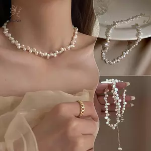 Vòng cổ ngọc trai baroque màu trắng, thiết kế đơn giản, trang sức cưới dành cho nữ