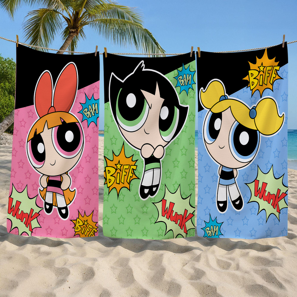 Khăn tắm mùa Powerpuff Girls, Khăn tắm bể bơi đi biển, Quà tặng kỷ niệm sinh nhật, Khăn bánh quế
