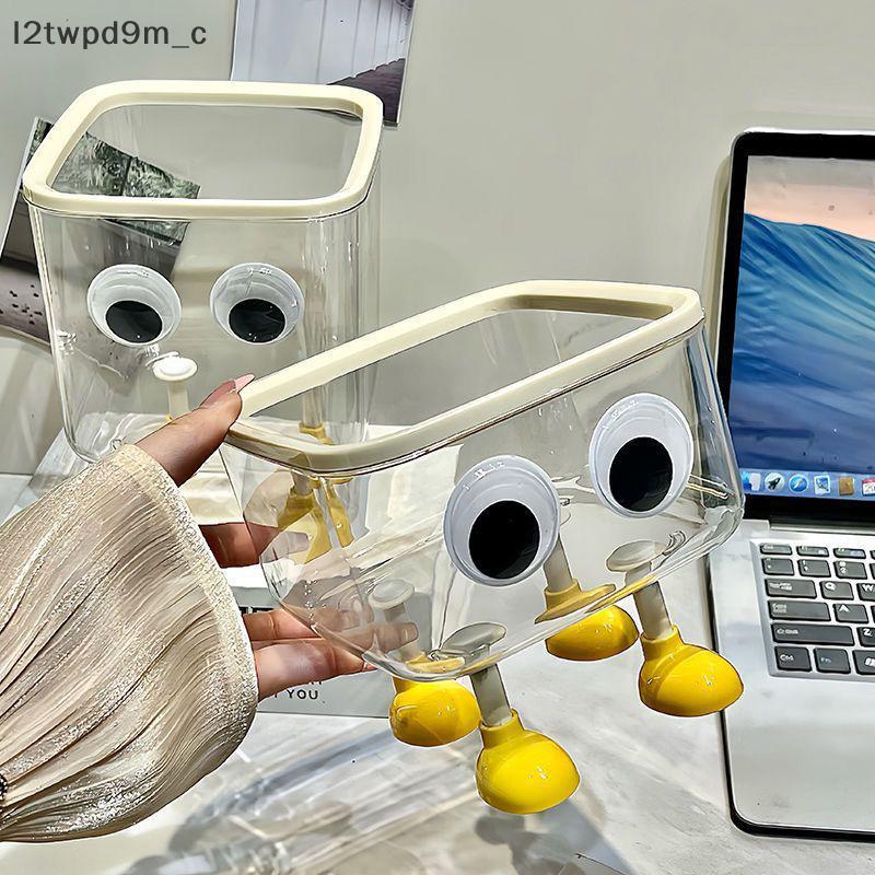 Cod dễ thương trong suốt Máy tính để bàn thùng rác có thể bao phủ lưu trữ bin cho văn phòng & ký túc xá mới