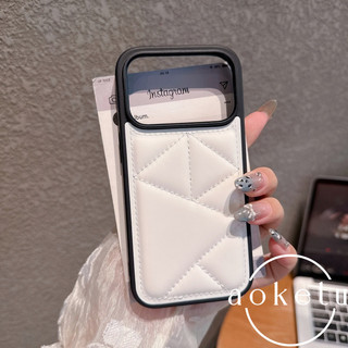 Áo khoác hình kim cương bằng da đơn giản và trơn phù hợp cho vỏ điện thoại Apple 17promax iPhone 16pro mới Air premium 15 sang trọng Vỏ bảo vệ 14 / 13 / 12 / 11