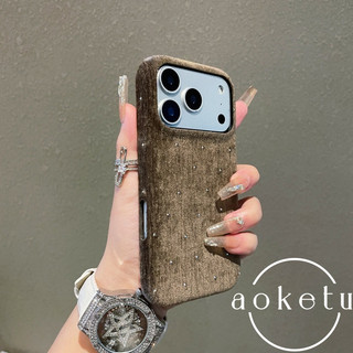 Ánh sáng sang trọng nhung lấp lánh nhung kim cương lấp lánh thích hợp cho vỏ điện thoại iPhone 17 Promax 16pro mùa thu đông mẫu mới 15PM chống rơi 14 / 13 vỏ cứng bao gồm tất cả các loại đơn giản