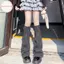 Hoodie cặp dễ thương phong cách gothic, tất loe ống dài cho mùa thu đông, họa tiết đơn sắc