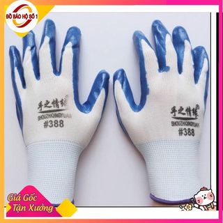 Combo 12 Găng Tay Bảo Hộ Lao Động 388 Phủ Sơn Pu Bảo Vệ Tay, Chống Trơn Trượt Loại 1 Hàng Dày Dặn Ôm Sát Tay