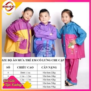 Áo Mưa Bộ Cho Bé Sơn Thủy Có Phần Lưng Che Cặp - Áo mưa trẻ em Hàng Chính Hãng CAO Cấp