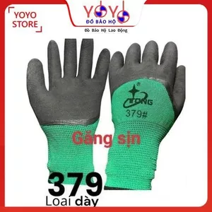 Bịch 12 đôi găng tay 379 bảo hộ lao động phủ cao su sần chống cắt