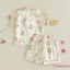 Bé Gái Tập Đi Sinh Nhật Satin Bộ Đồ Ngủ Bộ Bóng In Hình Bánh Ve Áo Tay Ngắn Nút Xuống Áo Có Quần Short Đồ Ngủ
