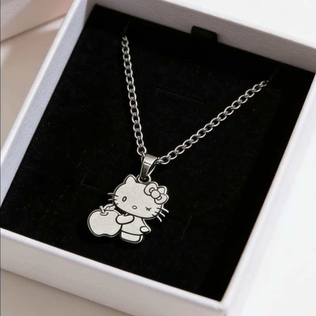 Sanrio Hello Kitty Thép Titan Vòng Cổ Nữ Sinh Viên Bạn Gái Dễ Thương Trẻ Em KT Mèo Vòng Cổ Cô Gái Xương Đòn Dây Xích