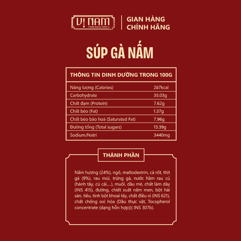 Súp Gà Nấm - Viên súp sấy thăng hoa ăn liền Vị Nam Foods - Canh lười, Tiện Ích, Thơm Ngon Bổ Dưỡng