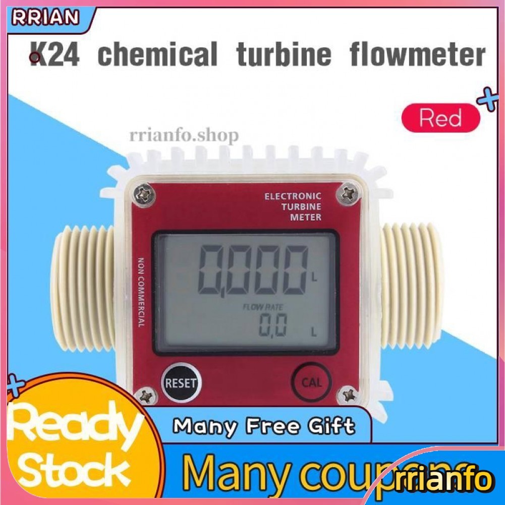 Đồng hồ đo lưu lượng nhiên liệu diesel kỹ thuật số K24 cho nước/ hóa chất 2 màu 2.3-3.3V 10-120l/phút