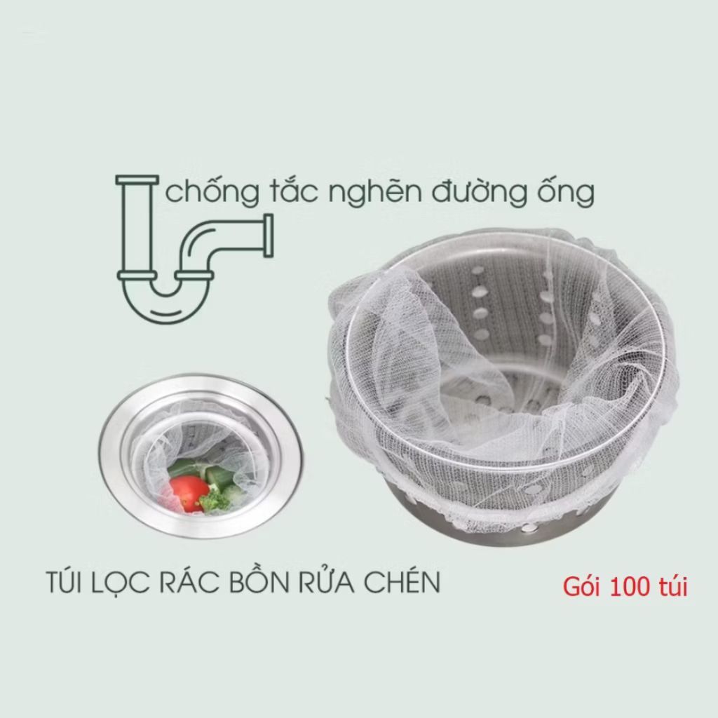 1 túi gồm 100 Túi Lưới Lọc Rác Bồn Rửa Bát,Rửa Chén Có Chun Co Giãn Chống Tắc Nghẽn Ống,Tiện Dụng Nhà Bếp