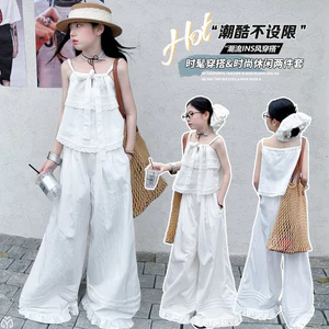 Bé Gái Màu Trơn Ren Camisole Top 2026 Mùa Hè Phong Cách Mới Trẻ Em Ren Áo Vest Ngọt Ngào