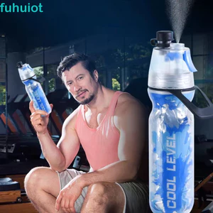 Bình nước phun FUHUIOT, Cốc phun nước uống PE, Máy làm mát hai lớp Di động có thể tái sử dụng chống rò rỉ thể thao Cốc nước du lịch