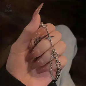 Vòng tay ngôi sao sáu cánh cổ điển punk hip hop - Phù hợp làm quà tặng hoặc dùng để dự tiệc
